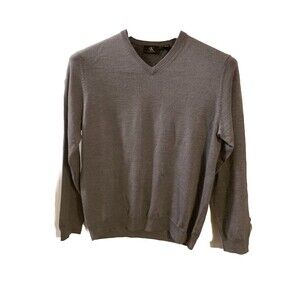 Calvin Klein Men's Extra Fine Merino Wool V-neck Long Sleeve Sweater Gray Sz XL